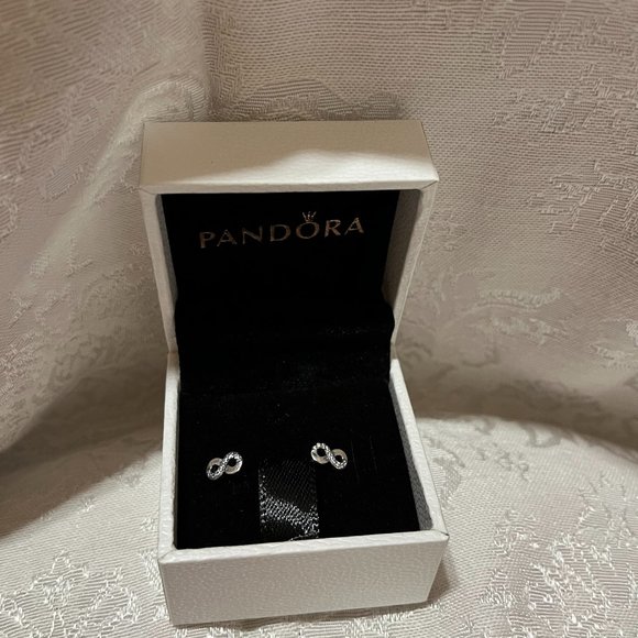 Pandora Sparkling Infinity Stud Earrings - Picture 1 of 7
